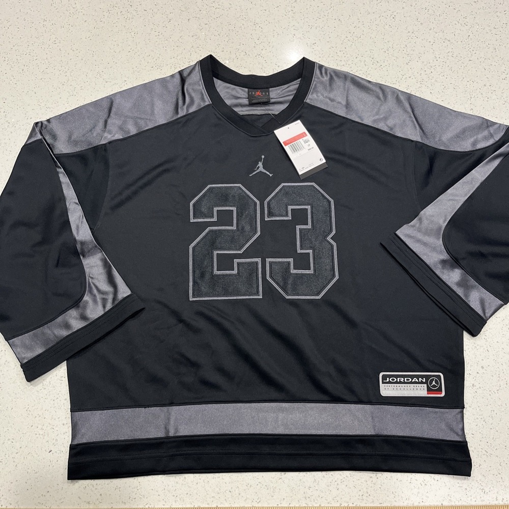 NWT Nike Air Jordan Men's Collegiate Hockey Jersey Black Size Large HV0109-010